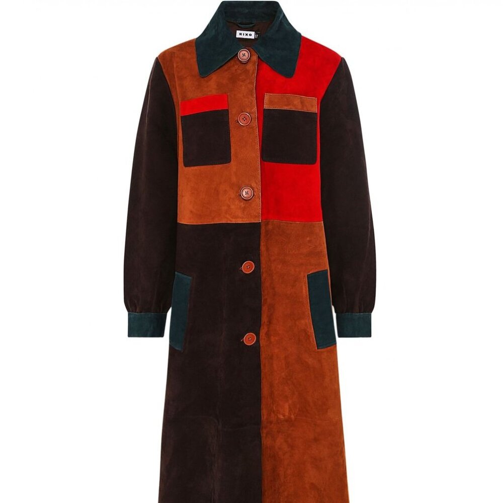 Suede Rixo Patchwork Coat - M - image 1